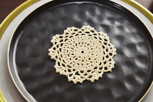 Wheat color Round Crochet Doilie